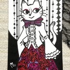 作品【原画】薔薇のスカートの猫さん