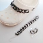 作品予備パーツ2個つき☆ジビッツ crocs クロックス スタッズ ブラック ジビッツチェーン