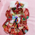 作品 犬服オーダー👘桜梅 牡丹 手毬 兎さんワイン晴れ着ワンピース