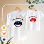 作品＜大人サイズ対応＞名前入り「SURF BUS」Tシャツ 親子 リンク サーフ 海 家族Tシャツ