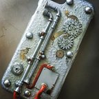 作品【送料無料】機械術機関式携帯ケース 「Garbage Factory Silver」A008 スマホケースiphone