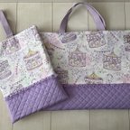 作品【入園・入学】夢かわ＊フリルリボン付き＊レッスンバッグ・シューズバッグ　2点セット