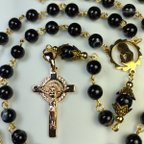 作品ロザリオ【１点物】(191)アゲート＆ヘマタイト カトリック 十字架 クロス Rosary,Catholic,Prayer Beads,Jesus Christ Crucifixion Cross