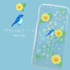 作品ひまわりとオオルリ　iPhone クリアケース