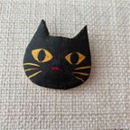 作品黒猫ブローチ③陶器