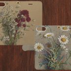 作品【iphone】Antique flower アンティーク植物図鑑 手帳型スマホケース