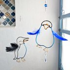 作品ペンギン モビール コウテイペンギン お部屋づくり 模様替え モビール 羽根 鳥  北欧テイスト フェザー ワイヤー 夏 海