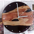 作品壁掛け　時計　ウッドレジン　木製　自然　レジンクロック　おしゃれ