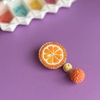 作品オレンジの刺繍ブローチ🍊