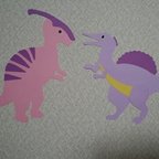 作品壁面【恐竜】パラサウロロフス＆スピノサウルス