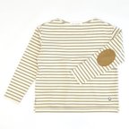 作品＜SALE＞「秋から春まで着れる！」 ゆったり ボーダーバスクシャツ (off white × khaki)　"size 1"