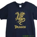 作品ドラゴンのフラッグアイコン　コットンTシャツ・ネイビー【※受注生産品です】19-031-ネイビー