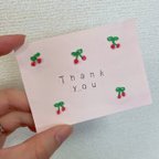 作品さくらんぼのthank youカード（紙刺繍）