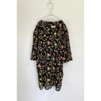 作品Vintage 80s retro botanical black half sleeve tops レトロ ヴィンテージ 古着 ボタニカル シアー 黒 半袖 トップス