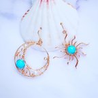 作品太陽と月ピアス turquoise