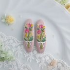 作品(7㎝)大人可愛い 春の花束 刺繍パッチンピン