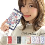 作品スマホケース 手帳型 iPhone14/13 Android AQUOS Galaxy Xperia バンダナ スカーフ 花柄 レッド ブルーdiary-bandana