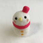 作品【送料無料】羊毛フェルトのおきあがりこぼし 雪だるま（ピンク）