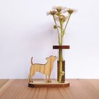 作品木製犬の可愛い一輪挿し フラワーベース 花瓶 南三陸杉