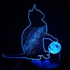 作品☆猫と星空と月 光る16色 LEDルームライト リモコン フロアライト