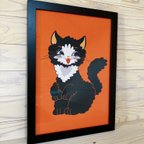 作品レトロ猫ちゃんA4サイズアートポスター