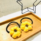 作品❁︎ぷっくりお花モチーフ❁︎のヘアゴム《ひまわり》