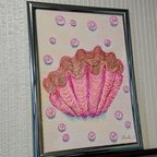 作品クレヨン画 『貝とパール』