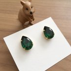 作品【green】エメラルド ヴィンテージスワロフスキー ピアス/イヤリング