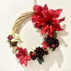 作品《クリスマス商品購入で10%off!!》ポインセチアのクリスマスリース