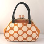 作品たっぷり入る！がま口バッグ mustard×polka dots