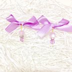 作品purple♡リボン ピアス・イヤリング