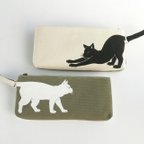 作品黒猫と白猫の帆布ペンケース