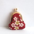 作品小さいがま口：豆姫：littlie purse 417：ちっちゃながま口：かわいいがまぐち：小さな財布：桜,桜吹雪,お花見,cherry blossom