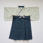 作品【再販】袴風ロンパース　花柄×鉄紺色・70サイズ