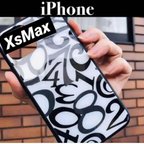 作品強化ガラス iPhone XsMaxケース　数字　モード　ストリート