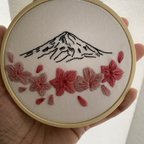 作品富士山と桜の刺繍