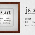 作品ポスター『js art const.let.var』L2フレーム付き（正方形配置）