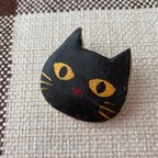 作品黒猫ブローチ② 陶器