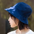 作品藍染ポプリンチューリップハット　Mサイズ【OrganicCotton】