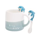 作品【名入れ】可愛いマグカップと陶器製のスプーンのセット まりんマグ＆スプーン イルカ