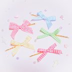 作品４本セット♡チェックリボンのヘアピン／全９種類