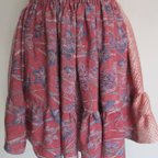 作品６７８９　絞りと花柄の着物で作ったミニスカート　＃送料無料　