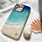 作品iPhone14promaxケース　海　海アート　海レジン