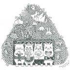 作品かわいい　レジ袋風エコバッグ　◯  クラミサヨの　‘’ＮＹＡＮＴＯ　ＥＣＯＢＡＧ‘’　『ぬこむすび』【抗菌消臭加工】