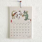作品2024　猫とカエルのスケジュールカレンダー（A4サイズ）
