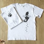 作品猫のシルエットTシャツ / 天使の羽 両面プリント アッシュ