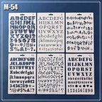 作品【M-54】 ステンシルシート アルファベット 数字 6枚 セット