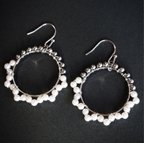 作品silver×pearl hoop earrings