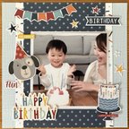 作品スクラップブッキング 6インチ 完成品  HAPPY BIRTHDAY ~ celebrate ~