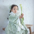 作品Flowerレース着物&リバーシブル被布set 七五三 3歳 女の子 753 キッズ 子供 浴衣